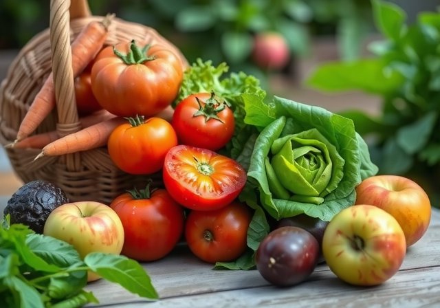 Basket of fresh organic vegetables from sustainable farming Netherlands at Play Lape Farm