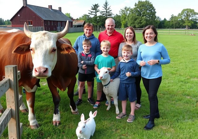 Children and families meeting farm animals at Play Lape Farm, a key family farm experience in Netherlands