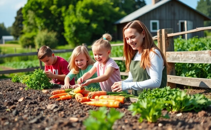 Children picking fresh vegetables Laren